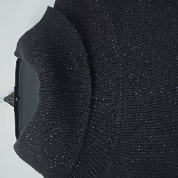 cupcakes & cashmere Anthropologie Black and Silver Striped Mock Neck Sweater - Picture 7 of 7